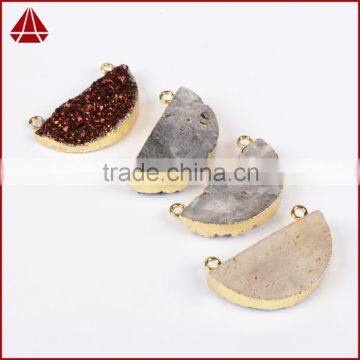 Titanium Druzy Half Moon Connector-rainbow, Blue, Opal White, Silbver, Coffee, Green photo-6