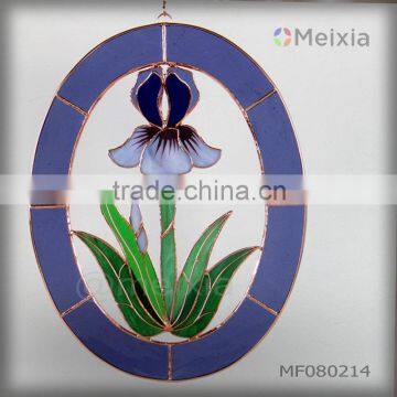 MF080214 china wholesale tiffany style stained glass wall hanging panel window decoration for home decorative glass