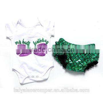 2016 baby girls mermaid romper with bloomer set,wholesale carters baby clothes