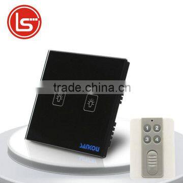 Light Switch Remote Switch Controller UK Standard Black Crystal Glass Panel 2Gang Remote Switches 220V/110V
