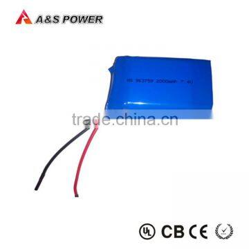 Rechargeable 903759 lipo battery 7.4v 2000mah for helicopter