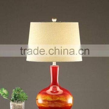 Exquisite colorful glass table lamp with empire lampshade