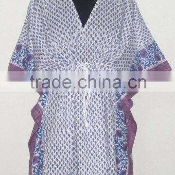 Indian Cotton Hand Block Printed Kaftan Women Sexy Fashionable Caftan Designer Casual Wear Poncho Girls Kaftan