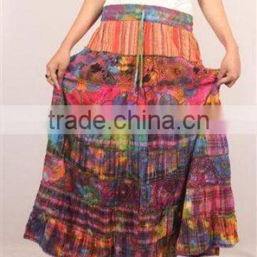 SHSK287 cotton printed voile skirt price $7