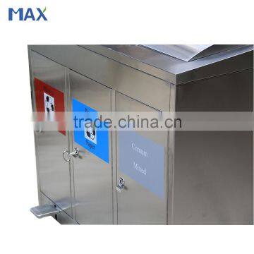 Outdoor Public 3 Compartments Stainless Steel Foot Pedal Bin,trash Bin,garbage Bin photo-4