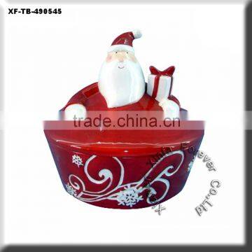 christmas low fire ceramic santa claus food storage container