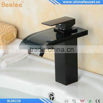Oil Rubbed Bronze Short Brass Waterfall Basin Sink Faucet Single Handle Vanity Sink Washbasin Mixer Taps photo-5