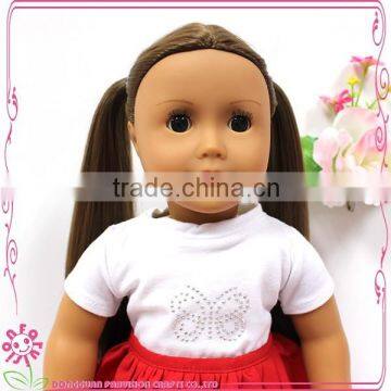 Newest 18 inch t-shirt with dress white t-shirt oem doll t-shirt