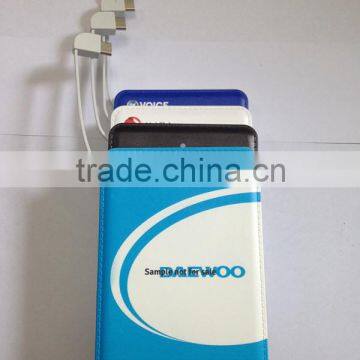 Premium Leather Cover Customized Promotional Credit Card Shape Portable Phone Power Bank Charger With Built in Micro Usb Cable Quality Choice photo-5