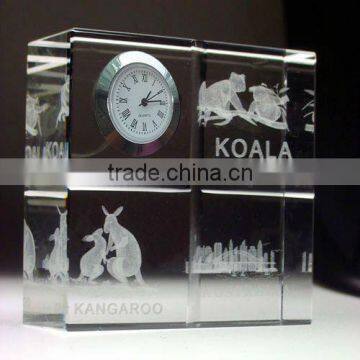 3D laser Engraved high quality cheap crystal clock