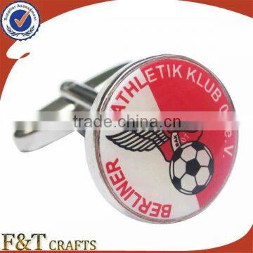 Customized printing metal round cufflinks with epoxy