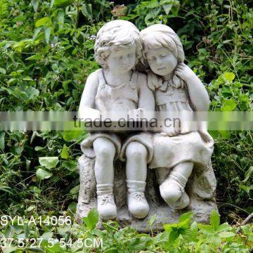 Polyresin boy and girl garden statue for sale