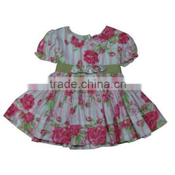 Summer baby girl dress flower patern ruffle short sleeve boutique lovely one pieces dresses