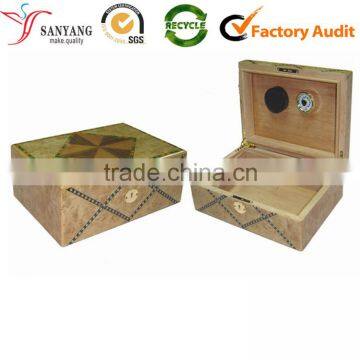 Custom Wood Compartments Marquetry Storage Box for Cigarette Smoke