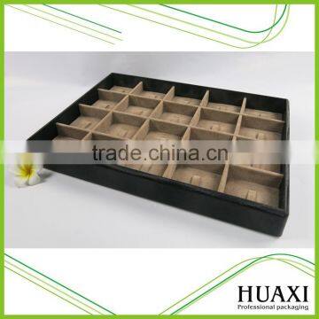 Guangzhou Wooden Brown Velvet Rings Display Tray Wholesale