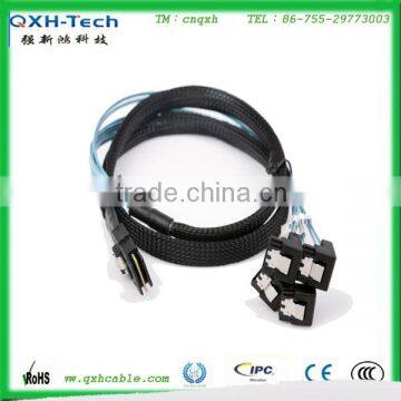 Blue Mini SAS to 4 SATA 7 pin Cable For Computer Main Frame