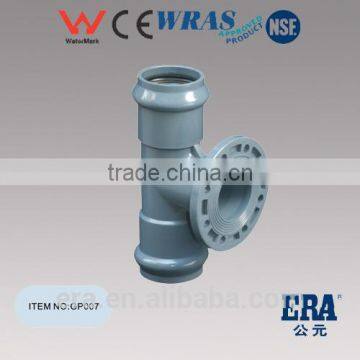 PVC PIPE FITTING TWO FAUCET ONE FLANGE REDUCING TEE