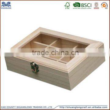 Handmade Wooden Tea Bag Decorative Storage Set Boxes With Glass Lid photo-4