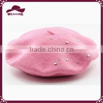 Ladies wool beret with star studs