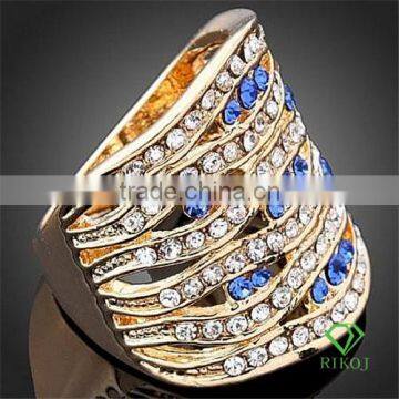 women multi crystal gold plating golden rings