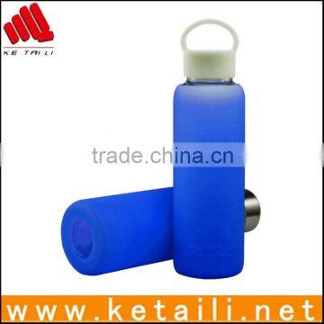 2015 Wholesales Silicone Covered Glass Bottles,fancy Water Bottle Silicone Sleeves Travel Mug Silicone Sleeve Lid