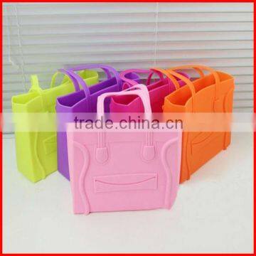 Spring series candy color casual smile face silicone tote bag