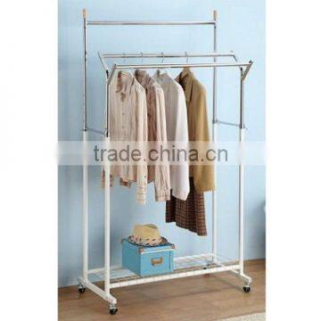 Double Rail Retractable Clothing Rack Stand