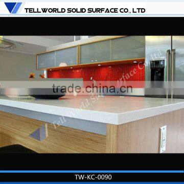 L-shape modern kitchen design corian countertop thermoform kitchen cabinet