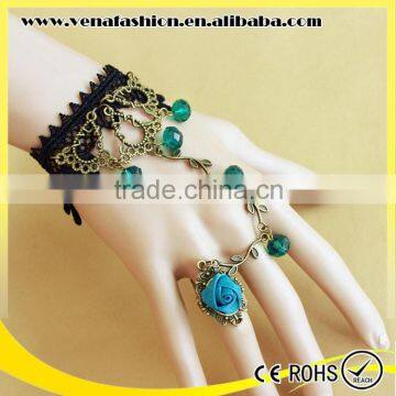 Crystal Lace Bracelet Ring, Gold Bracelet Connected Ring photo-6