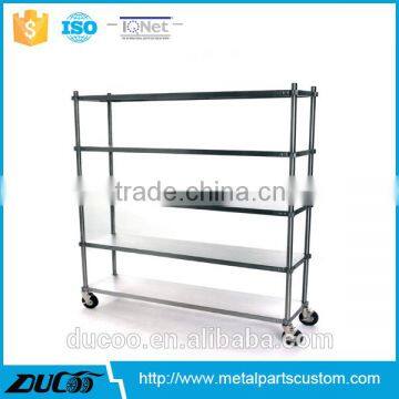 Stainless steel storage rack for shop with wheels
