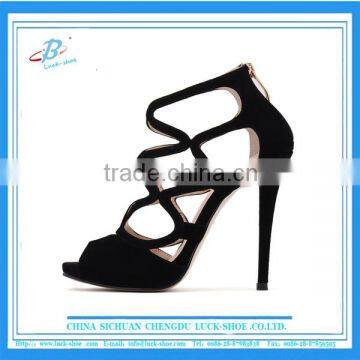 Sexy lady hollow back zipper high heel sandal shoes from China Lady Shoe Factory