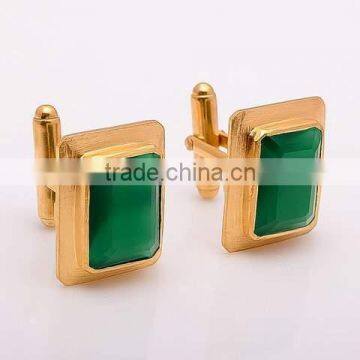 925 sterling Silver Natural Green Onyx Gemstone Men's Cufflinks