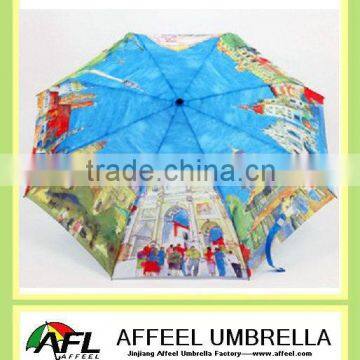 21''x8k paint oil printing three folding umbrella