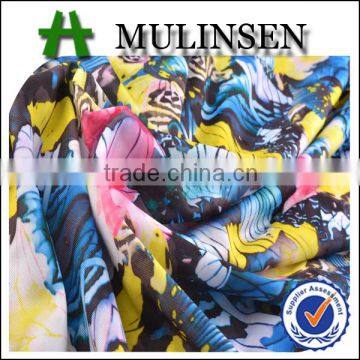 Mulinsen butterfly printed 4 way stretch 95% polyester 5% elastane fabric