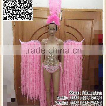 Adult Samba Sexy Pink Feather Boa And Ostrich Feather Headpiece Costume