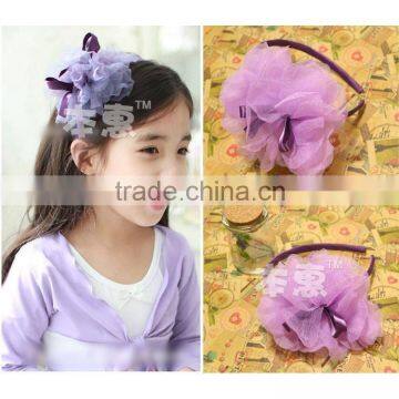 JF0117 2015 Kids Girl Elastic Flower Headband Hairband Children purple flower Hair Accessories