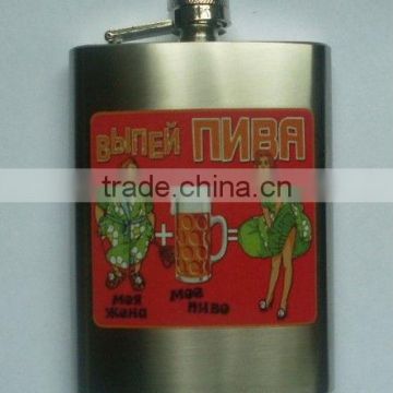 High quality water-transfered logo hip flask/Silver welding stainless steel hip flask/whisky flask/miniature wine bottle