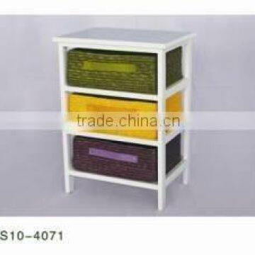 sell white wooden cabinet with straw drawers