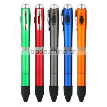 Plastic colorful Flashlight pen for writing and reading in dark