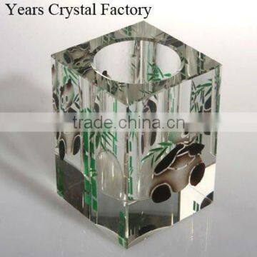 Beautiful crystal glass pen holder office stationery