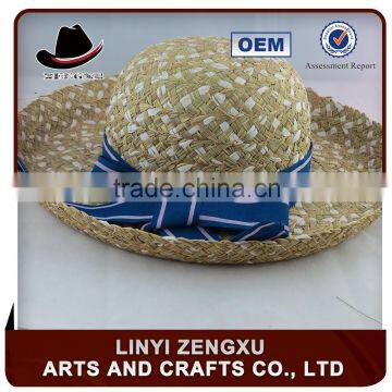 paper ladies summer hat natural grass straw boater hat with lace