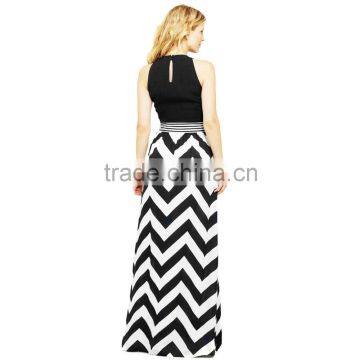 New Summer Wave Stripe Dress Waist Halter Dress photo-2