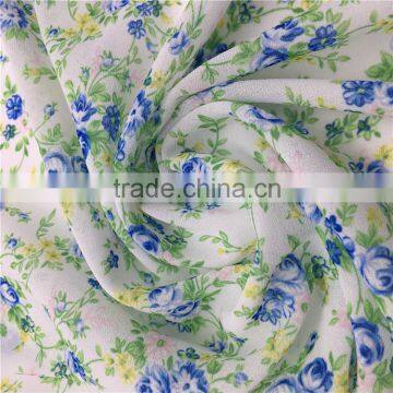 75D printed small flower plain chiffon fabric