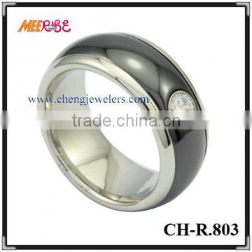 High quality Tungsten and Ceramic combined tungsten black diamond ring