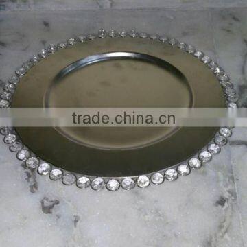 Clear round shape glass bead charger plate