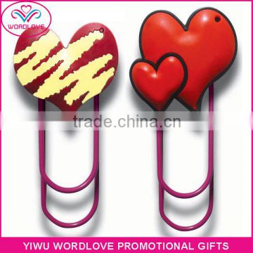 back to school heart shaped soft rubber PVC magnetic bookmarker clip