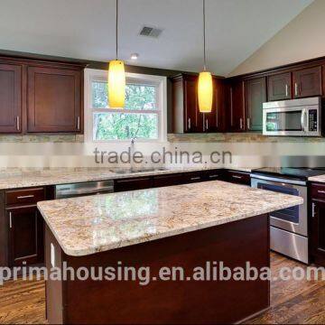 Solid Wood Kitchen Cabinet with Handles, Contemporary Style