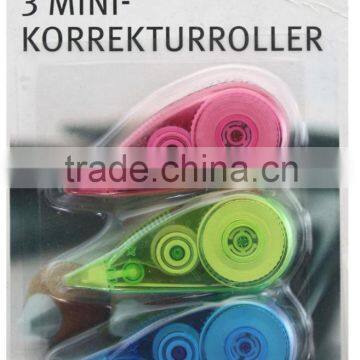 green colored correction tape/blue correction tape/red correction tape 3PK in blister card set