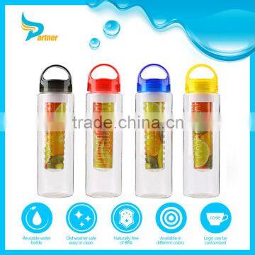 700ml Cheap BPA Free Fruit Infuser Water Bottles, Plastic Drinking Sports Bottles