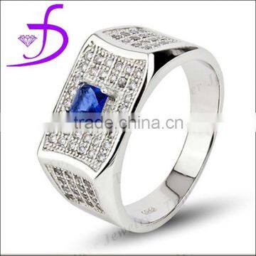 Hot sale silver men ring 925 Sterling Silver Created Sapphire Men Ring